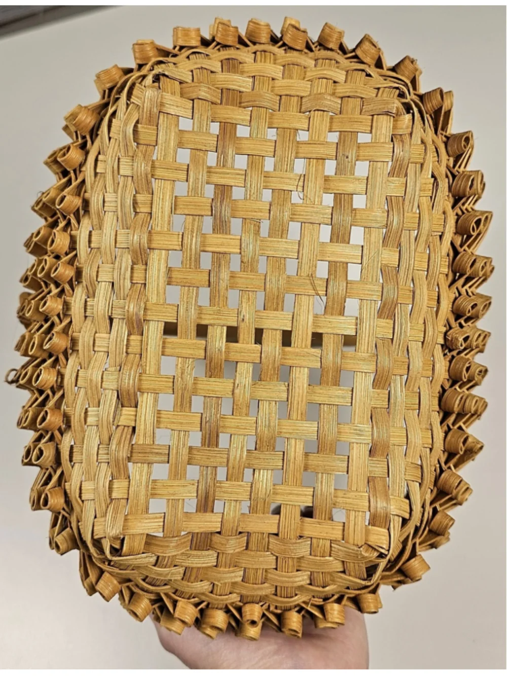 Vintage Native American Wabanaki Ash Splint Basket Curly Porcupine Weave 10